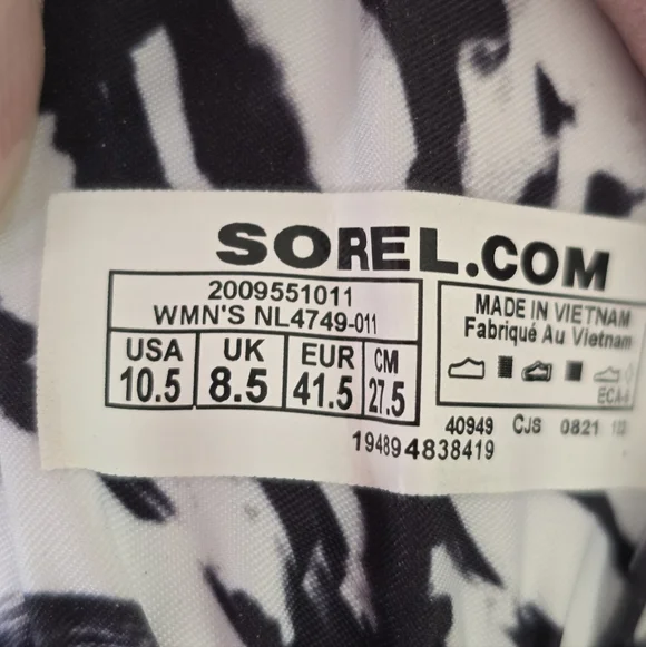 Sorel Roaming Two Strap Slide Black and White Sandals - Picture 7 of 14